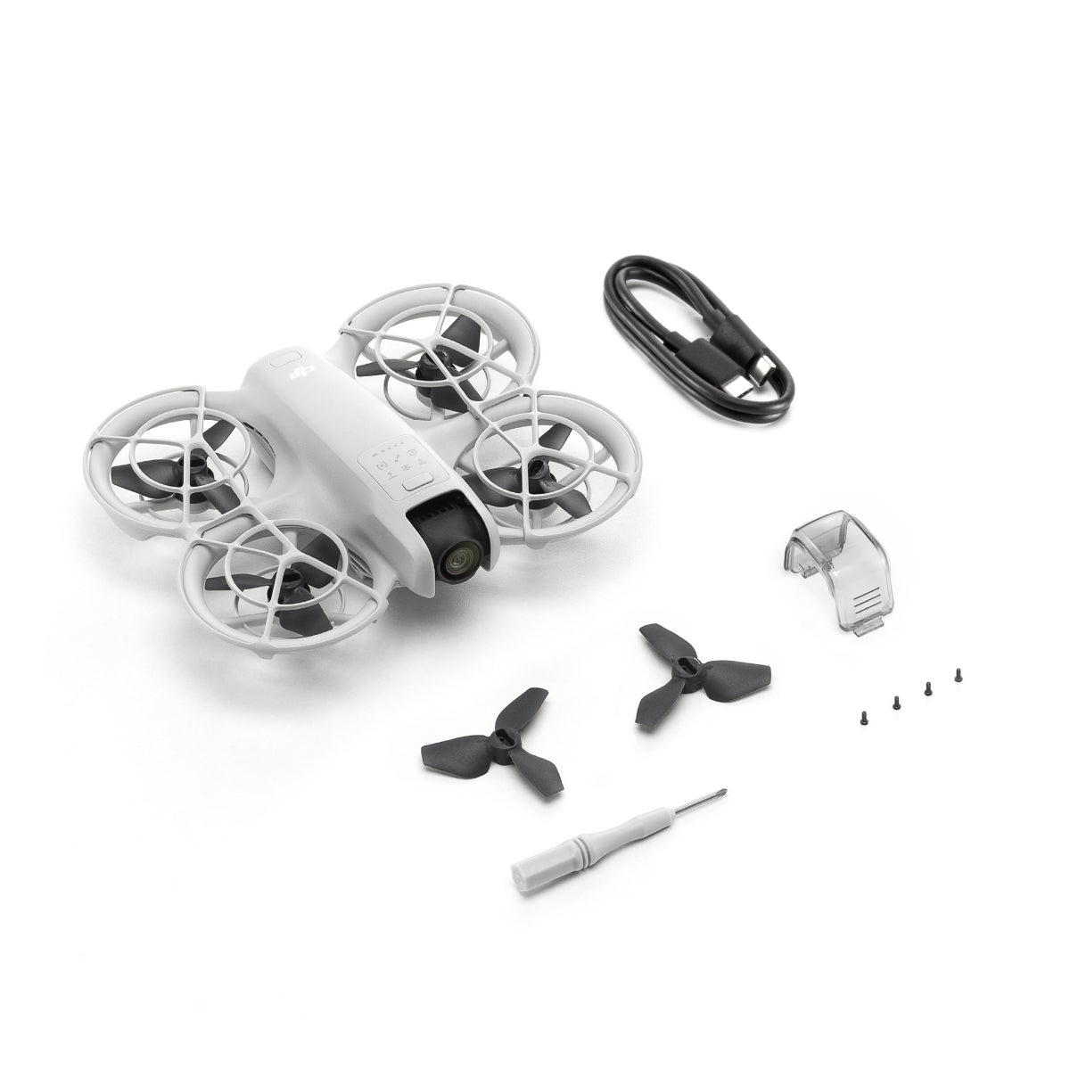 A sideways view of the DJI Neo in the Drone only combo.