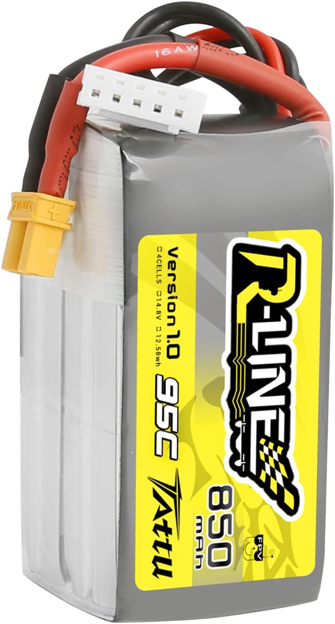 Tattu R-Line 850mAh 14.8V 95C 4S1P Lipo Battery Pack With XT30 Plug - DroneLabs.ca