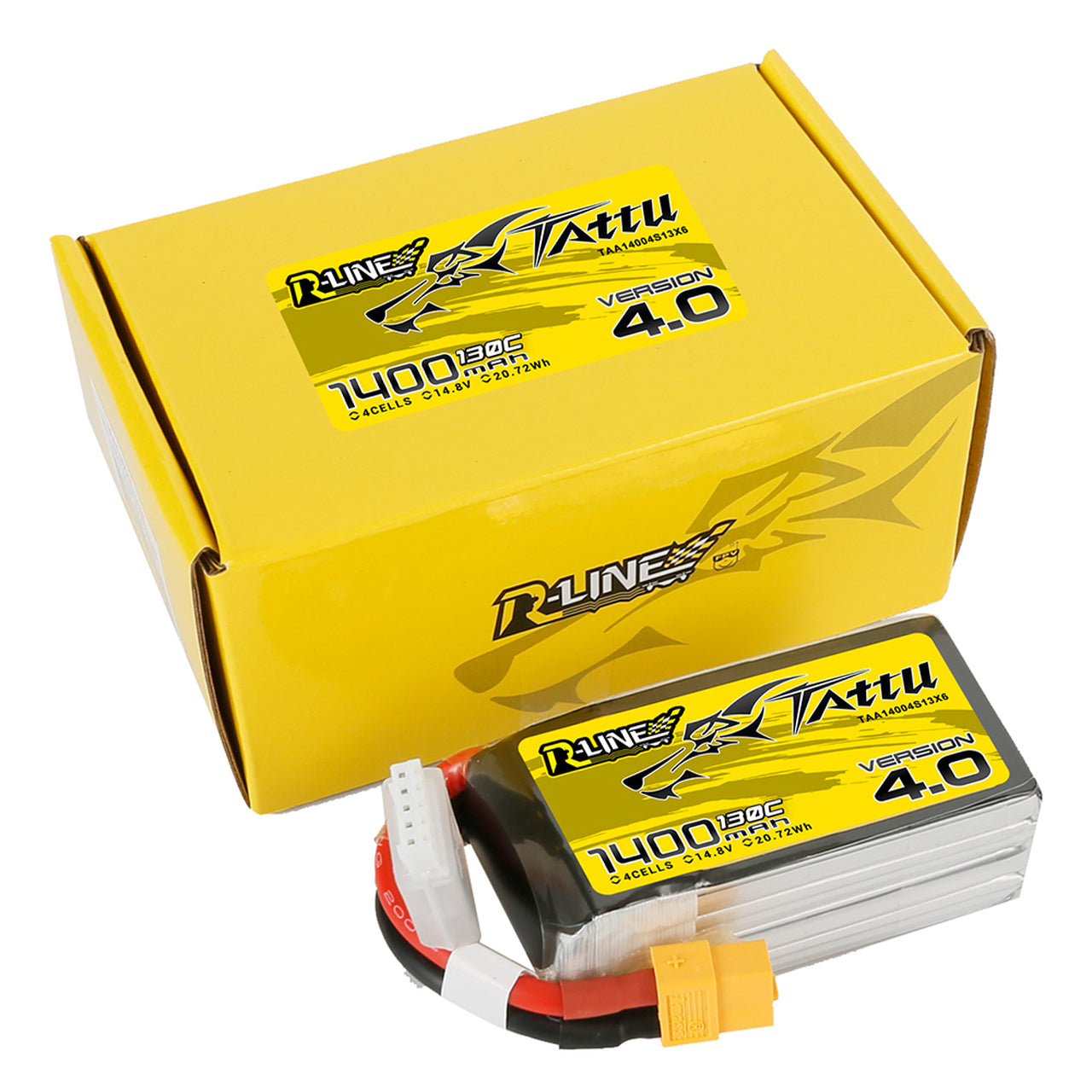 Tattu R-Line Version 4.0 1400mAh 14.8V 130C 4S1P Lipo Battery Pack With XT60 Plug - DroneLabs.ca