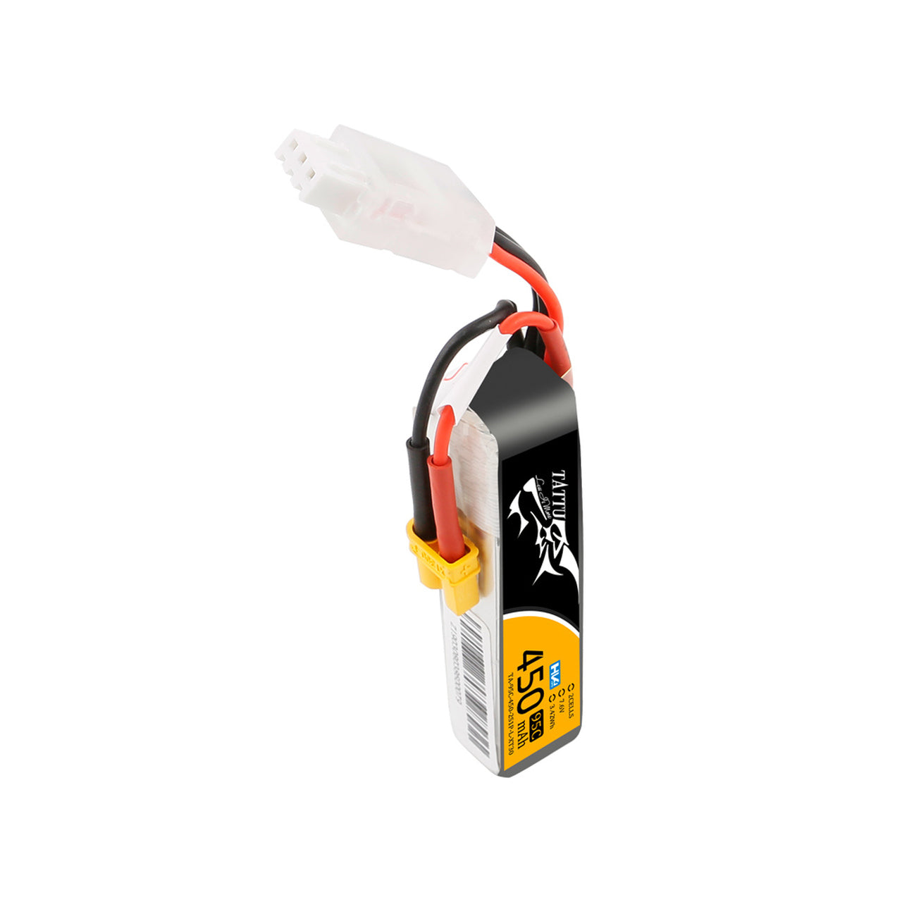 Tattu 450mAh 7.6V High Voltage 95C 2S1P Lipo Battery Pack with XT30 Plug - Long Pack - DroneLabs.ca