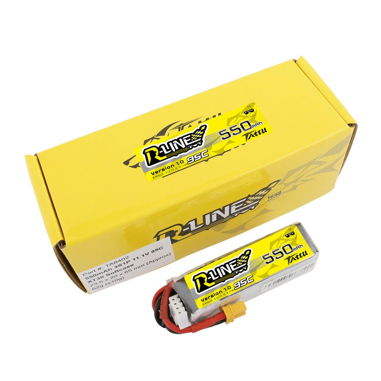 Tattu R-Line 550mAh 11.1V 95C 3S1P Lipo Battery Pack with XT30 Plug - DroneLabs.ca