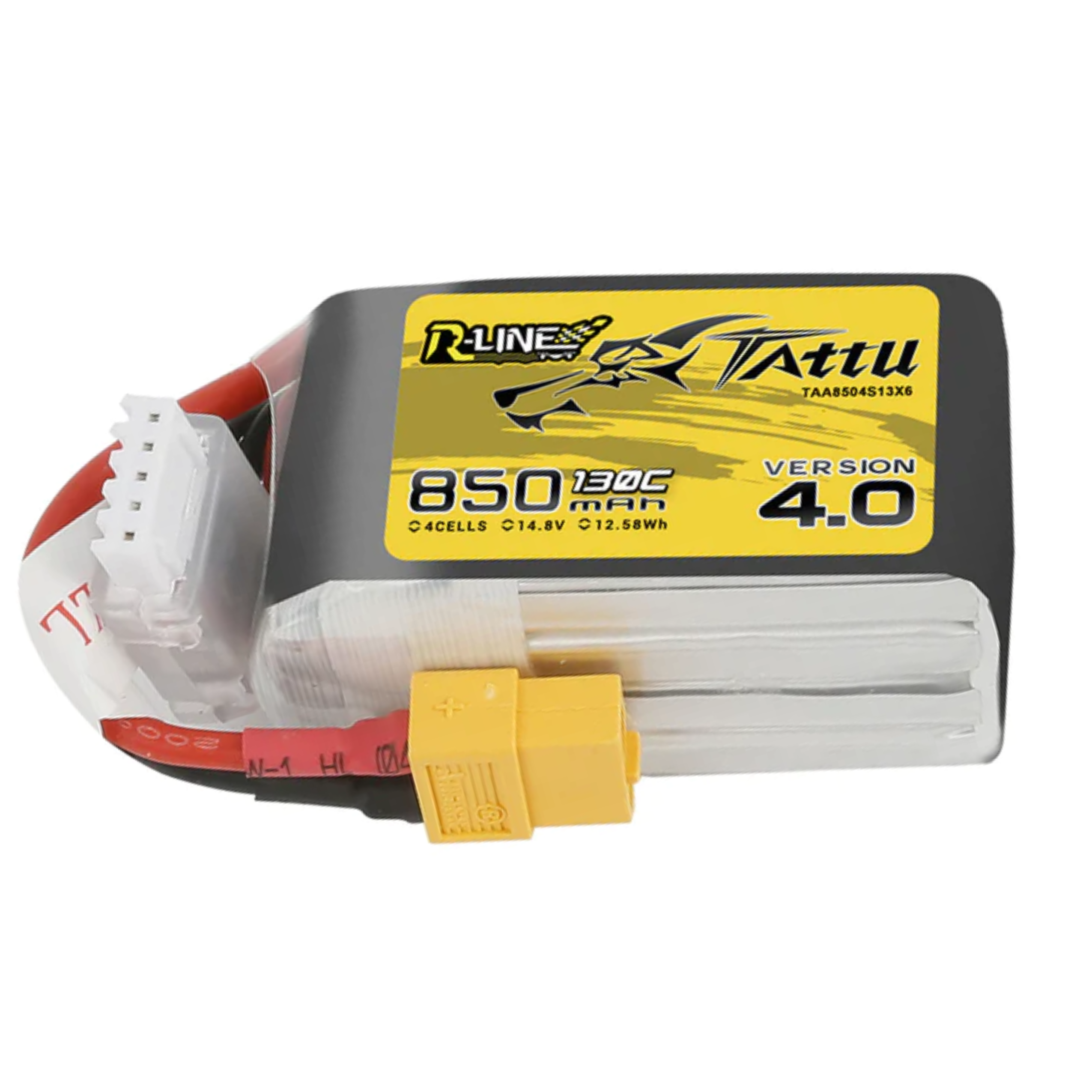 Tattu R-Line Version 4.0 850mAh 14.8V 130C 4S1P Lipo Battery Pack with XT60 Plug - DroneLabs.ca