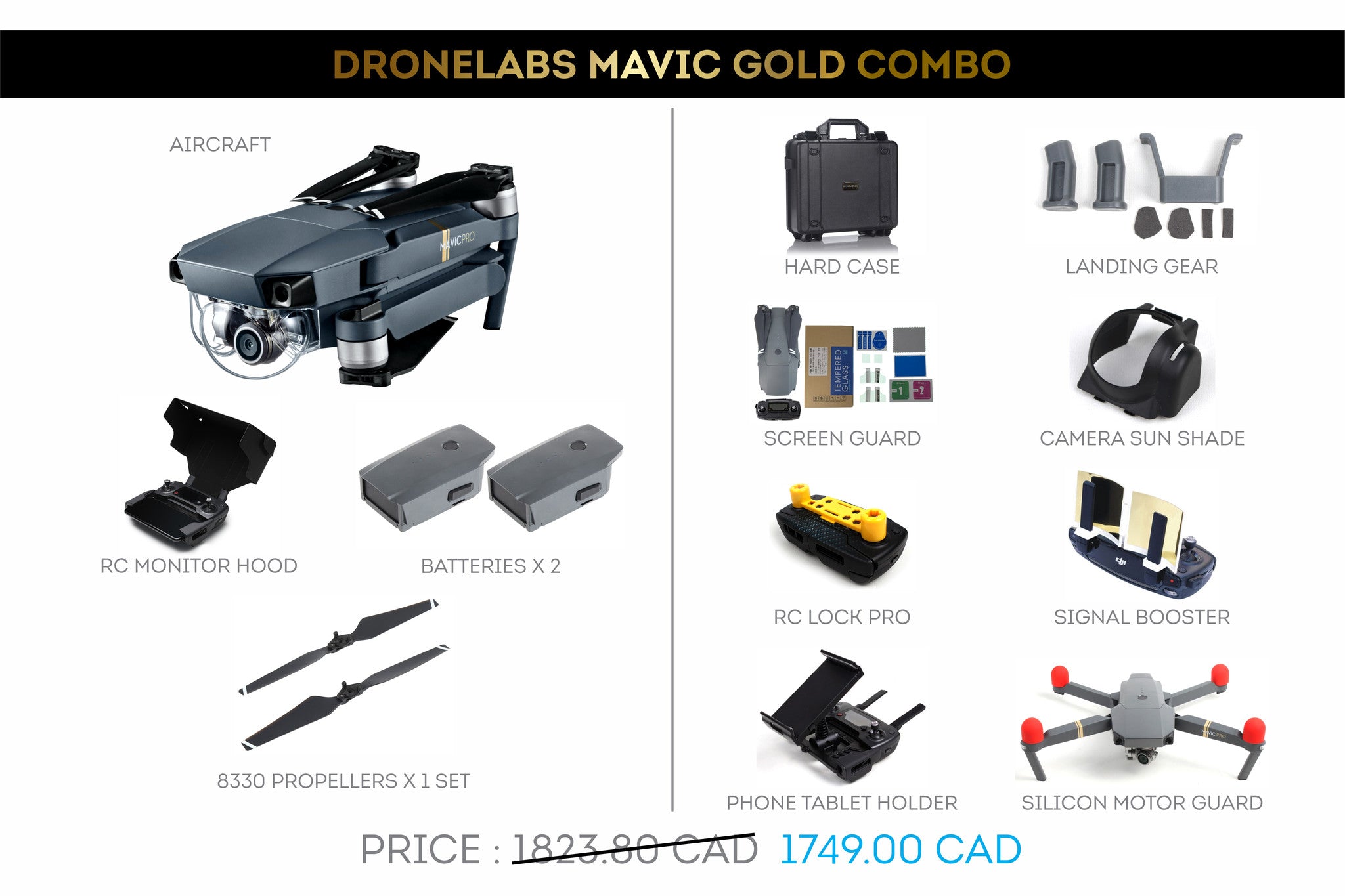 DroneLabs Mavic Gold Combo - DroneLabs.ca